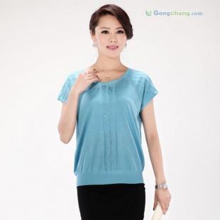 夏裝韓版新款女式圓領(lǐng)短袖中年媽媽裝針織T恤衫 時(shí)尚與舒適的完美結(jié)合